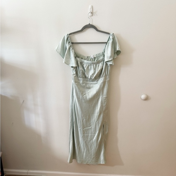 Emory Park Light Green Ruffle Midi Dress - Picture 1 of 4